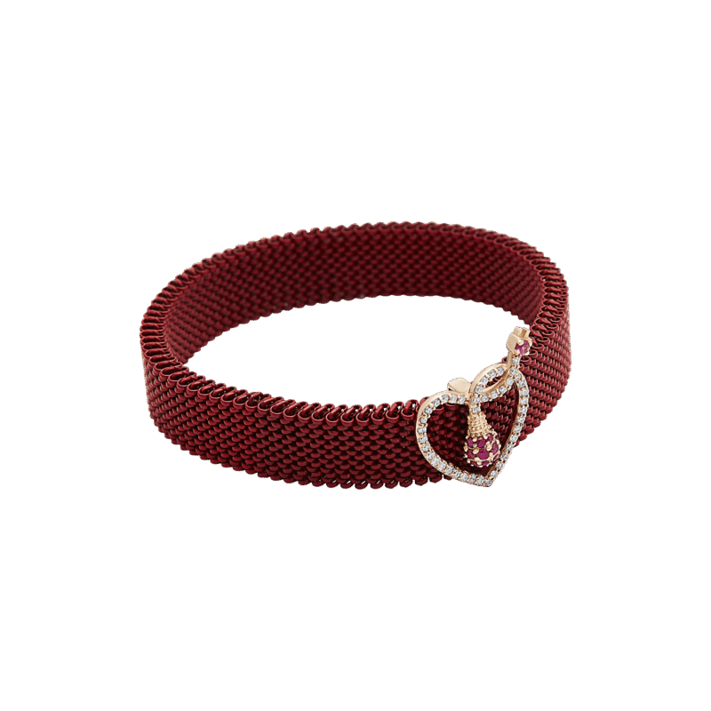 Light Diamond Heart Bracelet with Ruby - Image 3