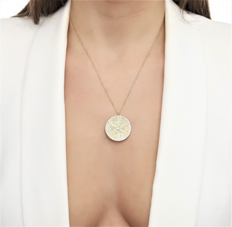 Exotic Summer Diamond Lemon Necklace with Sapphire - Image 2