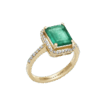 Classic Diamond Ring with Emerald - Image 2