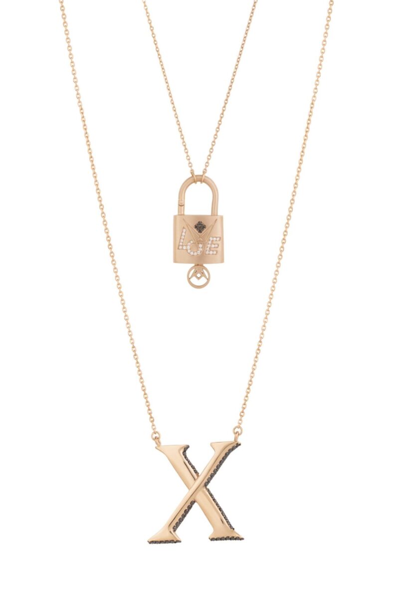 Initials Fancy Black Diamond Necklace Y - Image 2