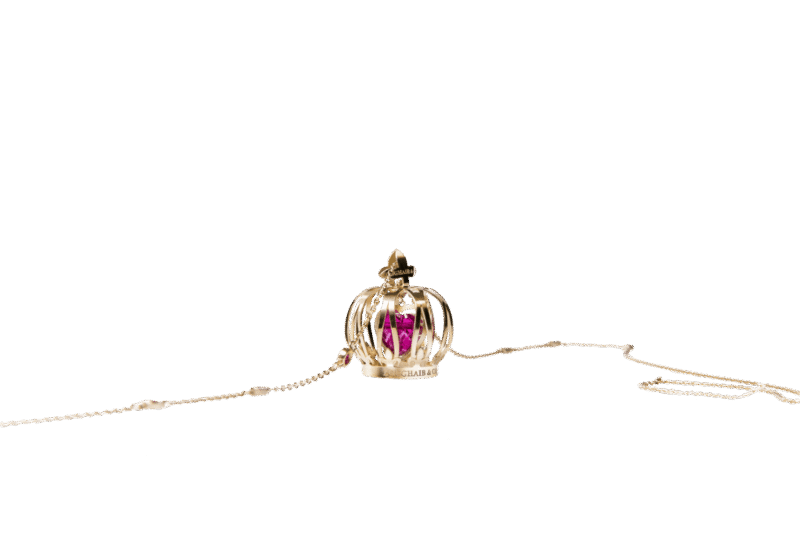 Crown 3D Gold Necklace with Colored Stones - Image 2