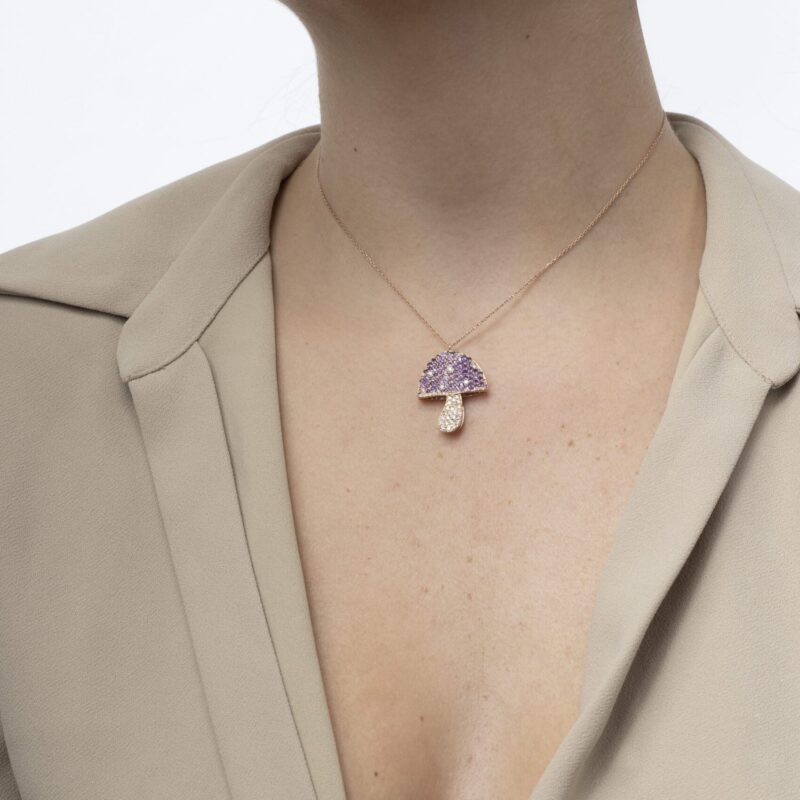 Wild Mushroom Diamond Necklace with Precious Stones - Image 3