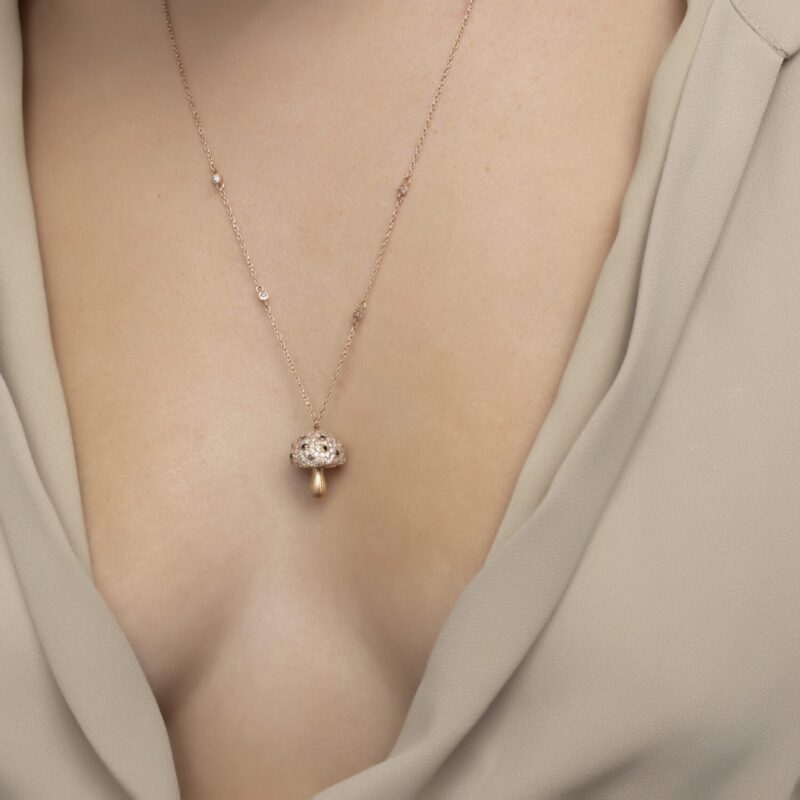 Wild Mushroom Diamond Necklace with Fancy Black Diamond - Image 3