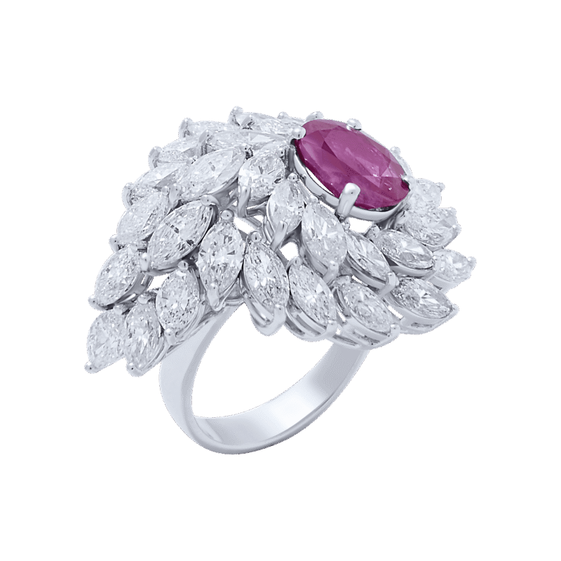 Classic Diamond Ring with Ruby - Image 3