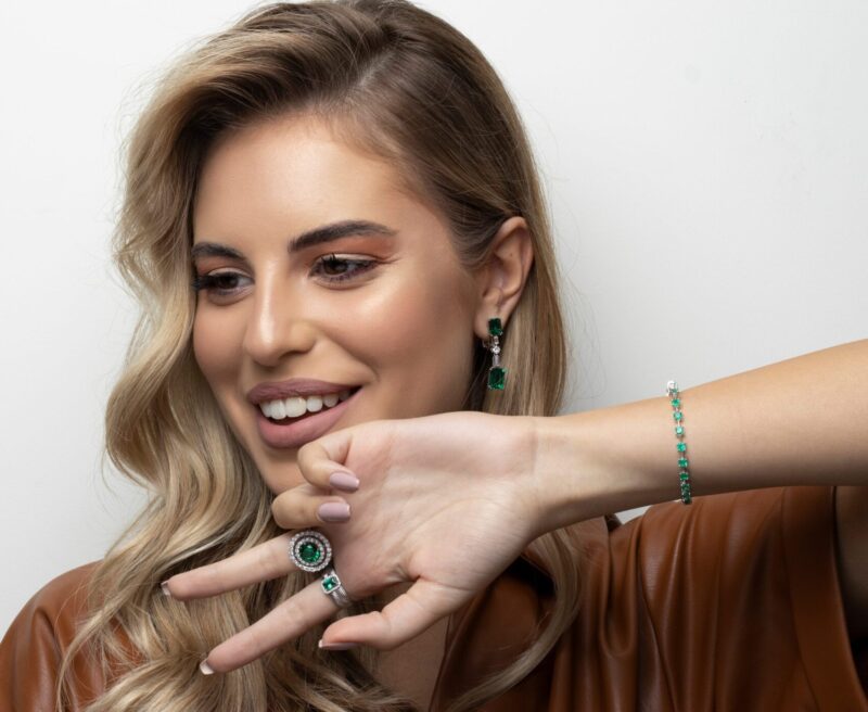 Classic Diamond Ring with Colored Stone - Image 3