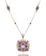 Daily Dazzle Diamond Necklace with Ruby  Pink and white Sapphire and Precious Stones - Image 3