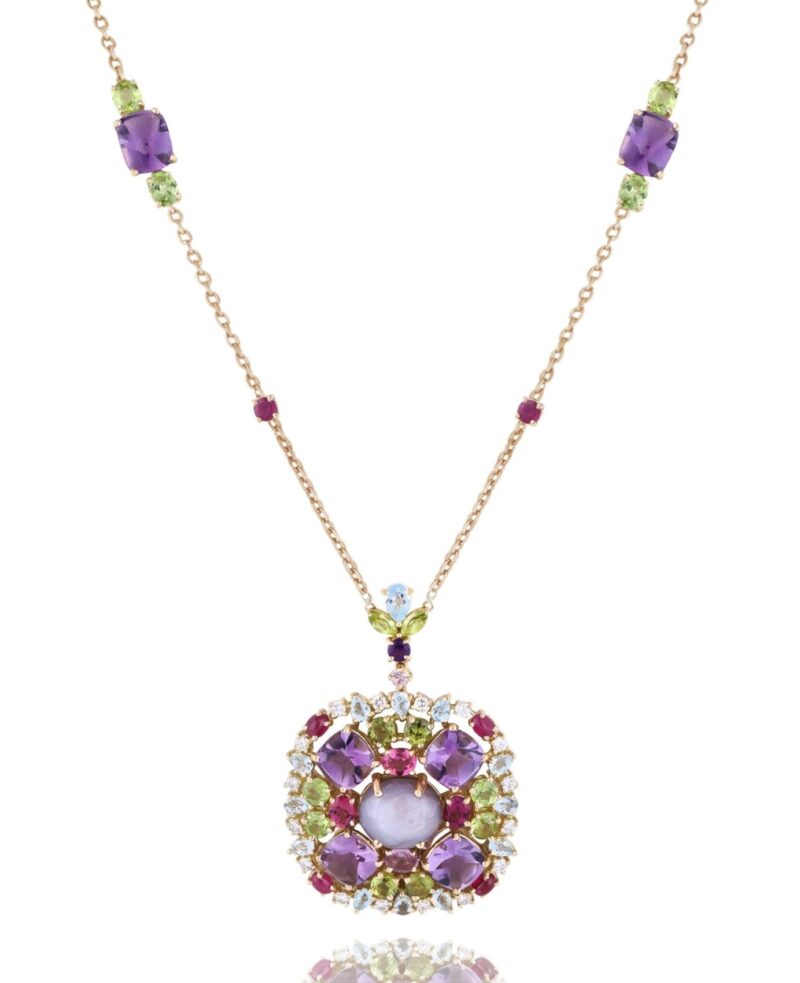Daily Dazzle Diamond Necklace with Ruby  Pink and white Sapphire and Precious Stones - Image 3