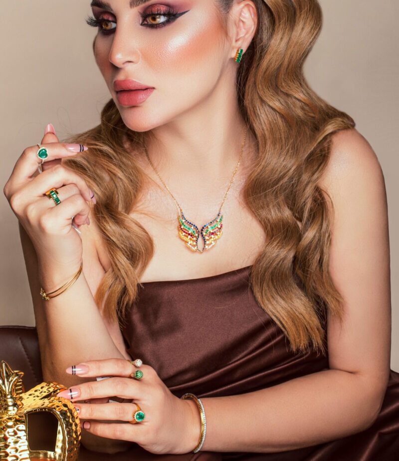 Fairy Taile Diamond Necklace Wings with Precious Colors - Image 3