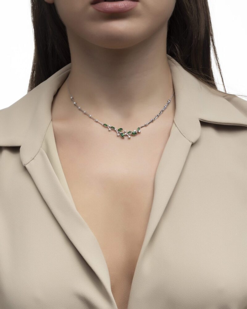 Daily Dazzle Diamond Necklace with Emerald - Image 2