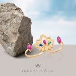 Lotus Gold Ring with Colored Stones - Image 2