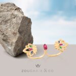 Lotus Gold Ring with Colored Stones - Image 2