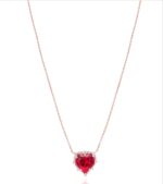 Daily Dazzle Diamond Necklace Heart with Colored Stone - Image 2