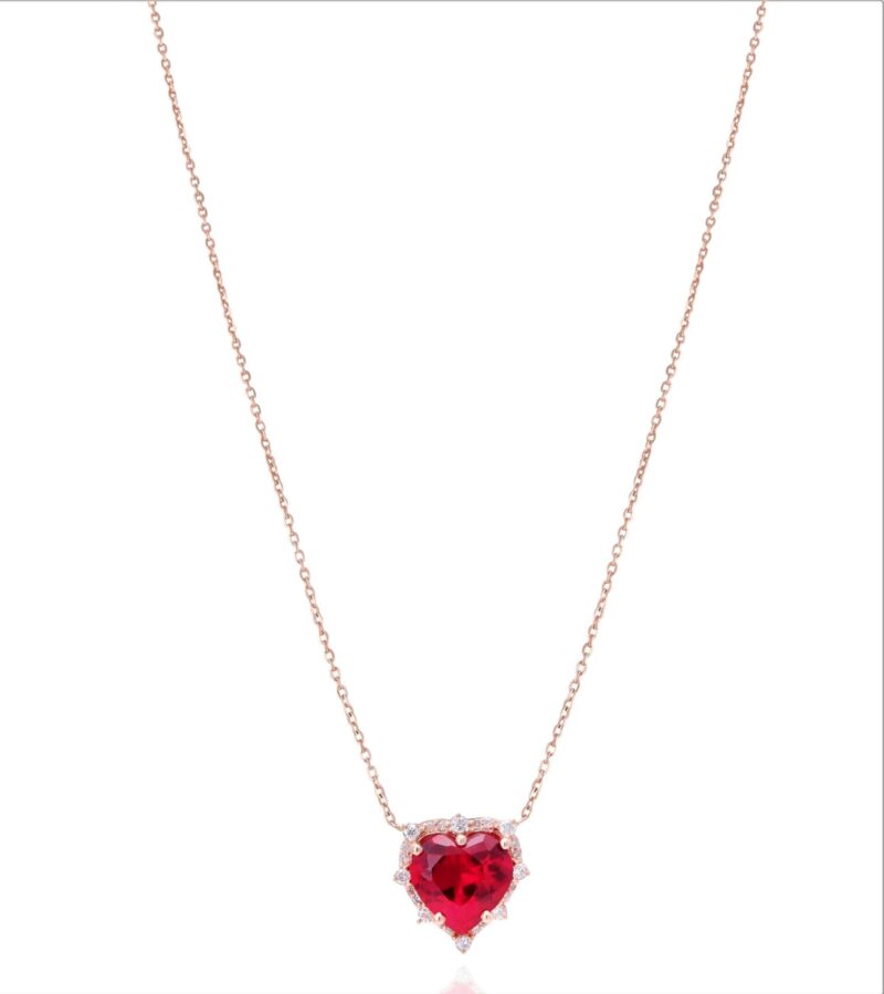 Daily Dazzle Diamond Necklace Heart with Colored Stone - Image 2