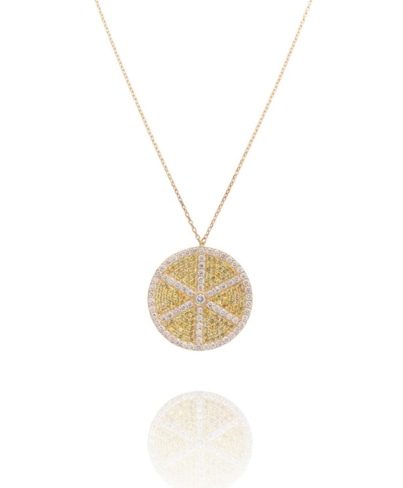 Exotic Summer Diamond Lemon Necklace with Sapphire - Image 3
