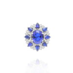 Classic Diamond Ring with Blue Stones - Image 3