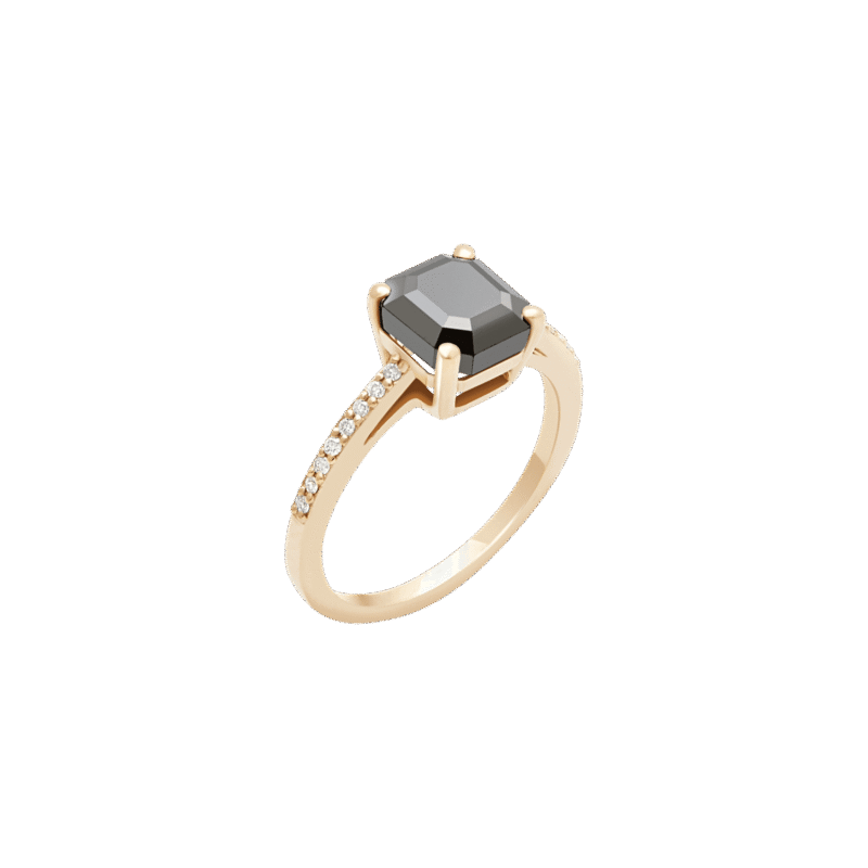 Classic Diamond Ring with Center Black Diamond - Image 3