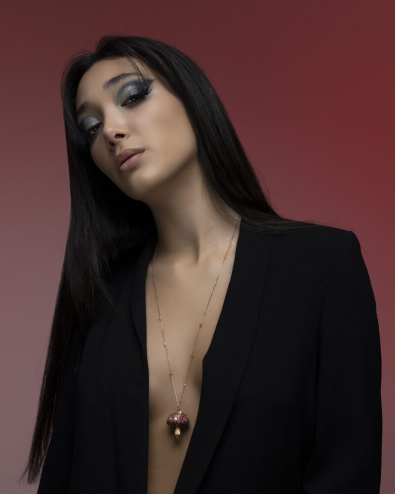 Wild Mushroom Diamond Necklace with Ruby - Image 3