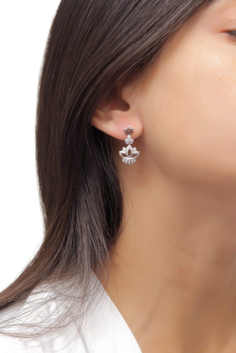Lotus Diamond Earrings - Image 2