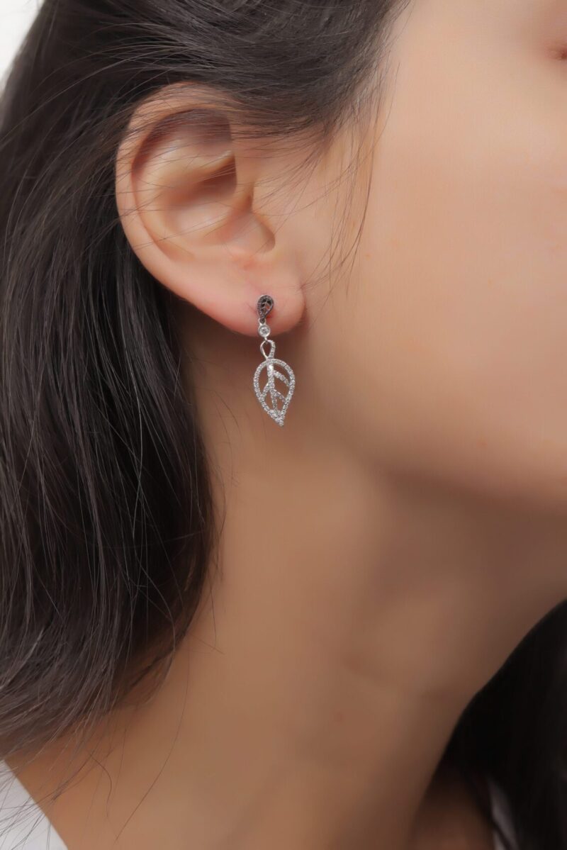 Leaves Diamond Earrings - Image 2