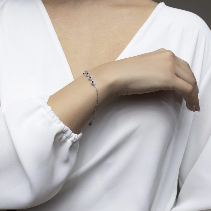 Classic Diamond Bracelet with Sapphire - Image 3