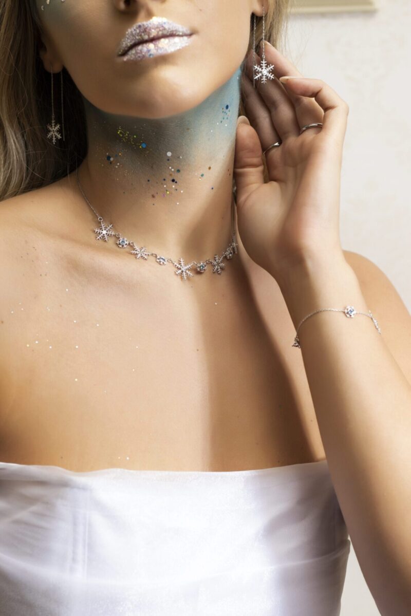 Snowflake Diamond Necklace with Precious Stones - Image 3