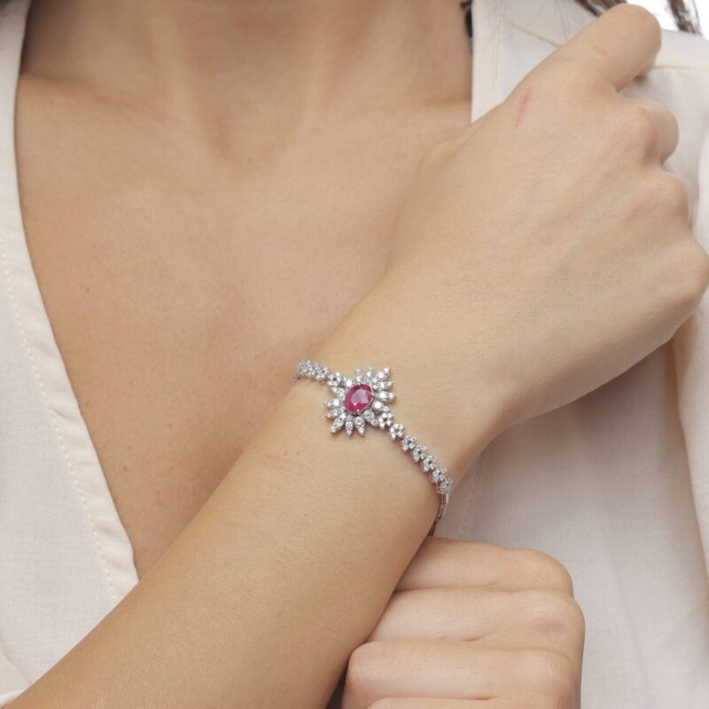 Daily Dazzle Diamond Bracelet with Ruby - Image 2