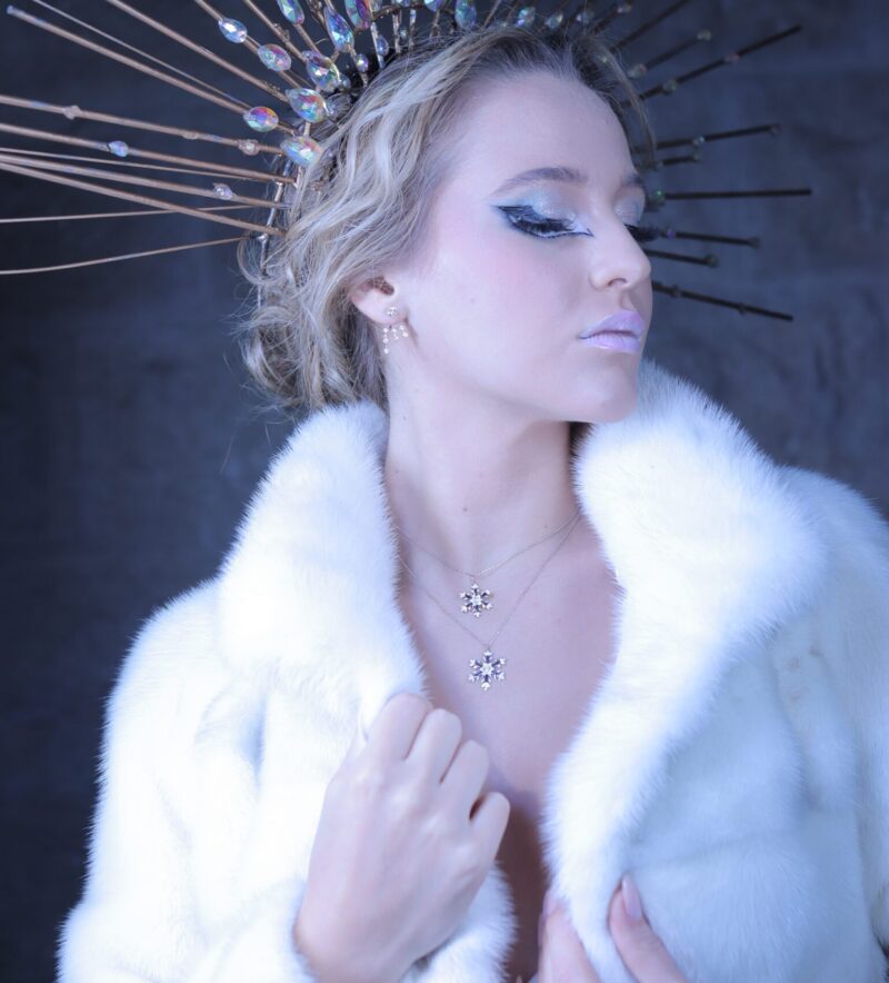 Snowflake Blue Diamond Necklace - Image 2