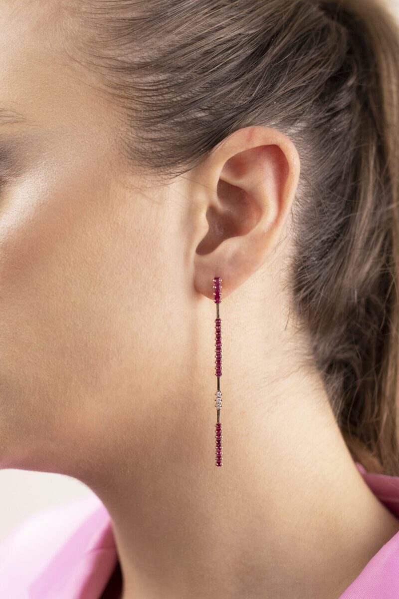 EteDaily Dazzle Diamond Single Earring with Ruby - Image 2