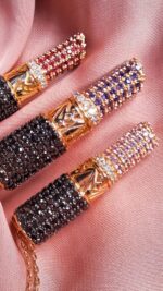 Lipstick Diamond Necklace with Black Diamond and Pink Sapphire - Image 3