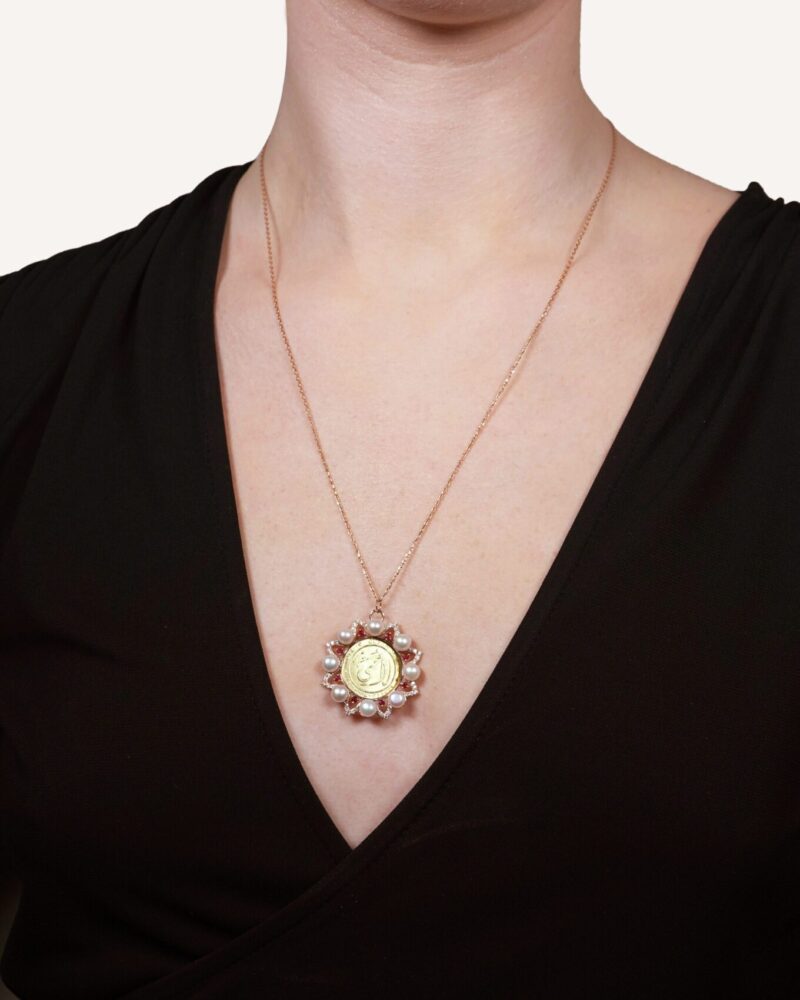 Oummi Diamond Necklace with Pearls and Ruby - Image 2