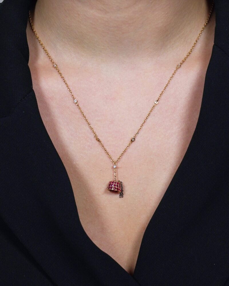 Tarboush Diamond Ruby Pendant - Image 2