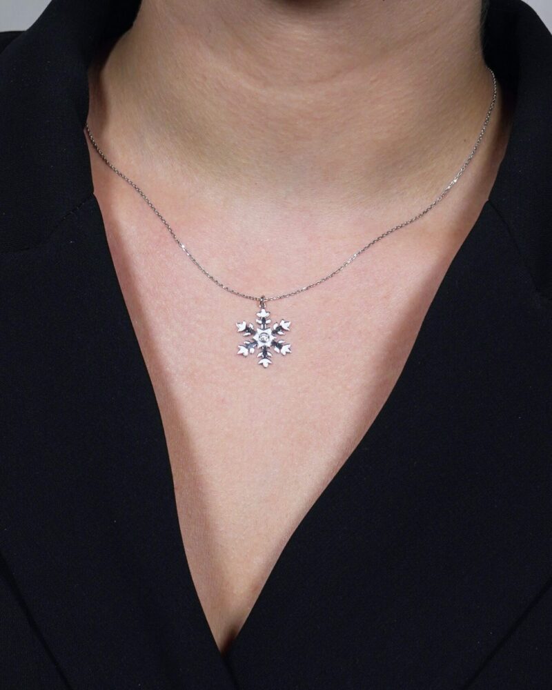 Snowflake Necklace, Handmade winter jewelry, Santa Jewelry