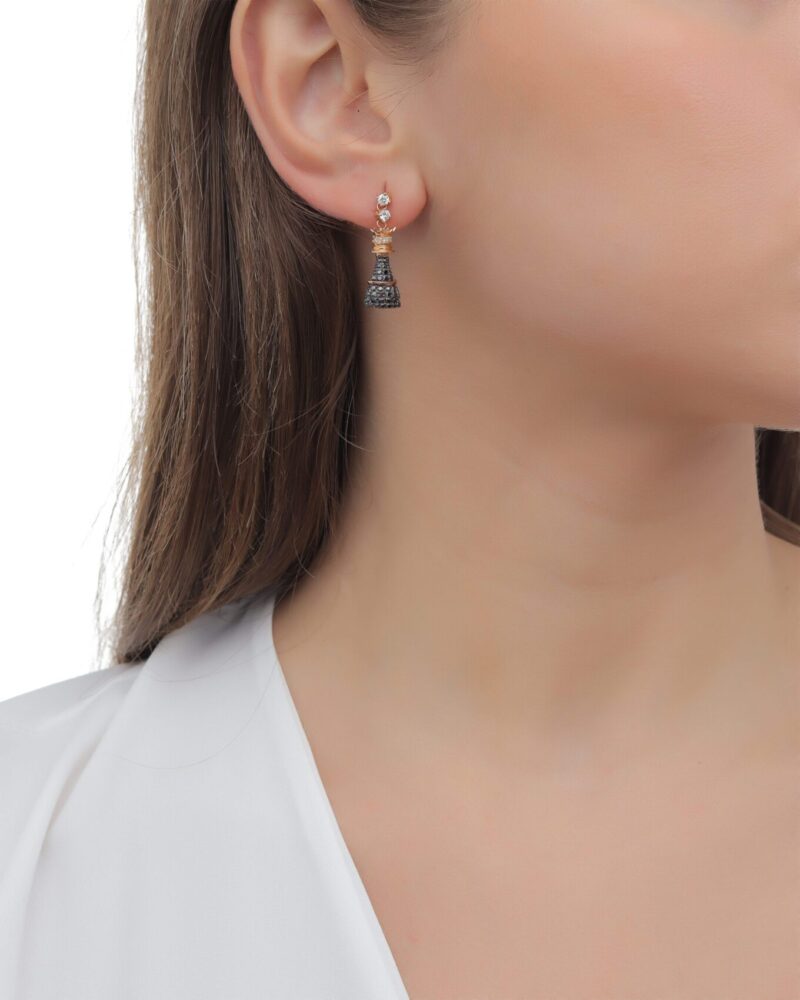 Chess Diamond Earrings with Fancy Diamond - Image 2