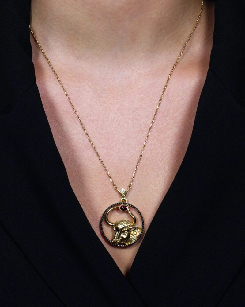 Zodiac Diamond Necklace Taurus with Fancy Diamond and Precious Stone - Image 2
