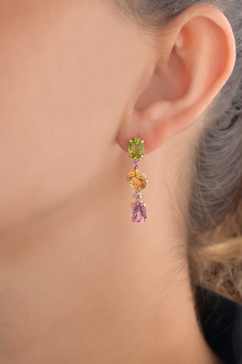 Daily Dazzle Diamond Earrings with Precious Stones - Image 2