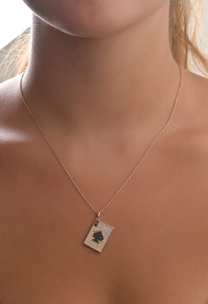 Cards Diamond Necklace with Black Diamond - Image 2