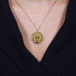 Zodiac Diamond Necklace Leo with Brown Diamond and Peridot Stone - Image 2