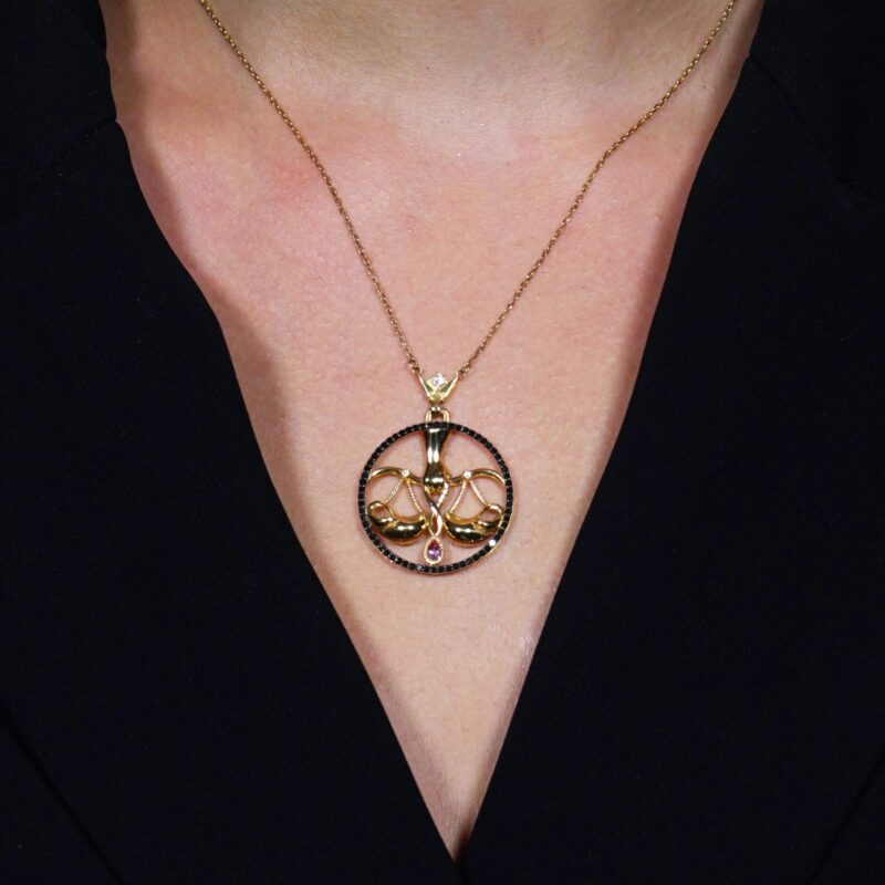 Zodiac Diamond Necklace Libra with Fancy Diamond and Precious Stone - Image 2