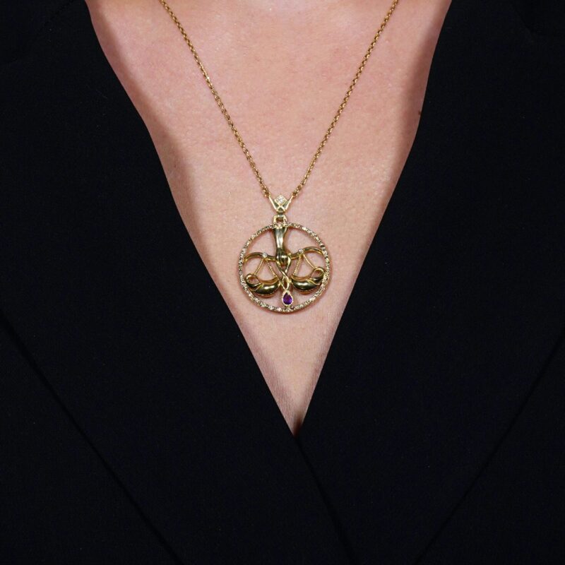 Zodiac Diamond Necklace Libra with Fancy Diamond and Precious Stone - Image 2