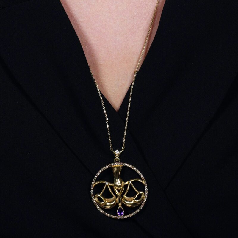 Zodiac Diamond Necklace Libra with Fancy Diamond and Precious Stone - Image 2