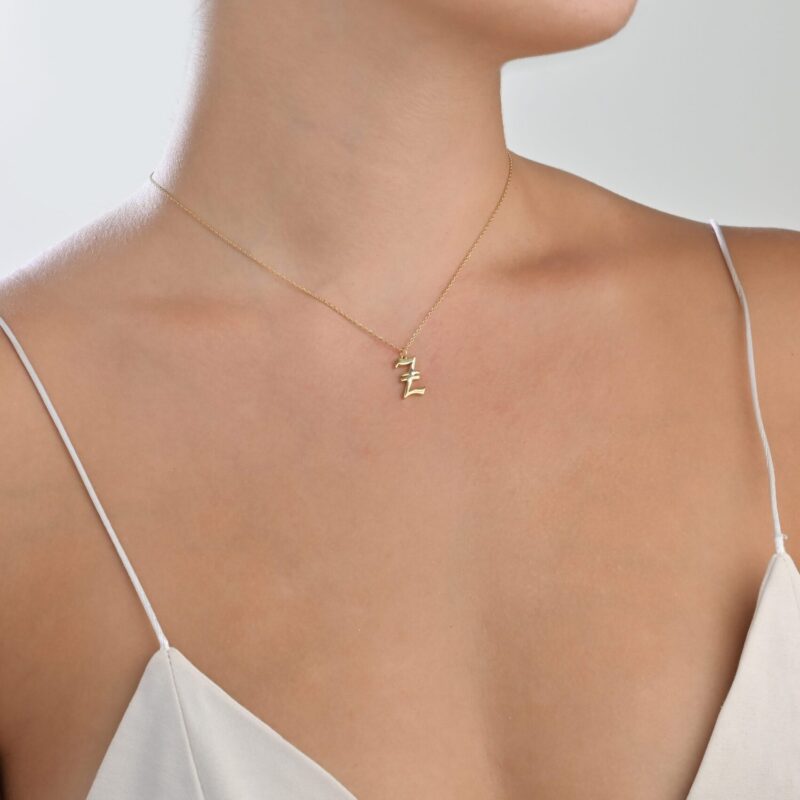Initials Gold Necklace Letter Z - Image 2