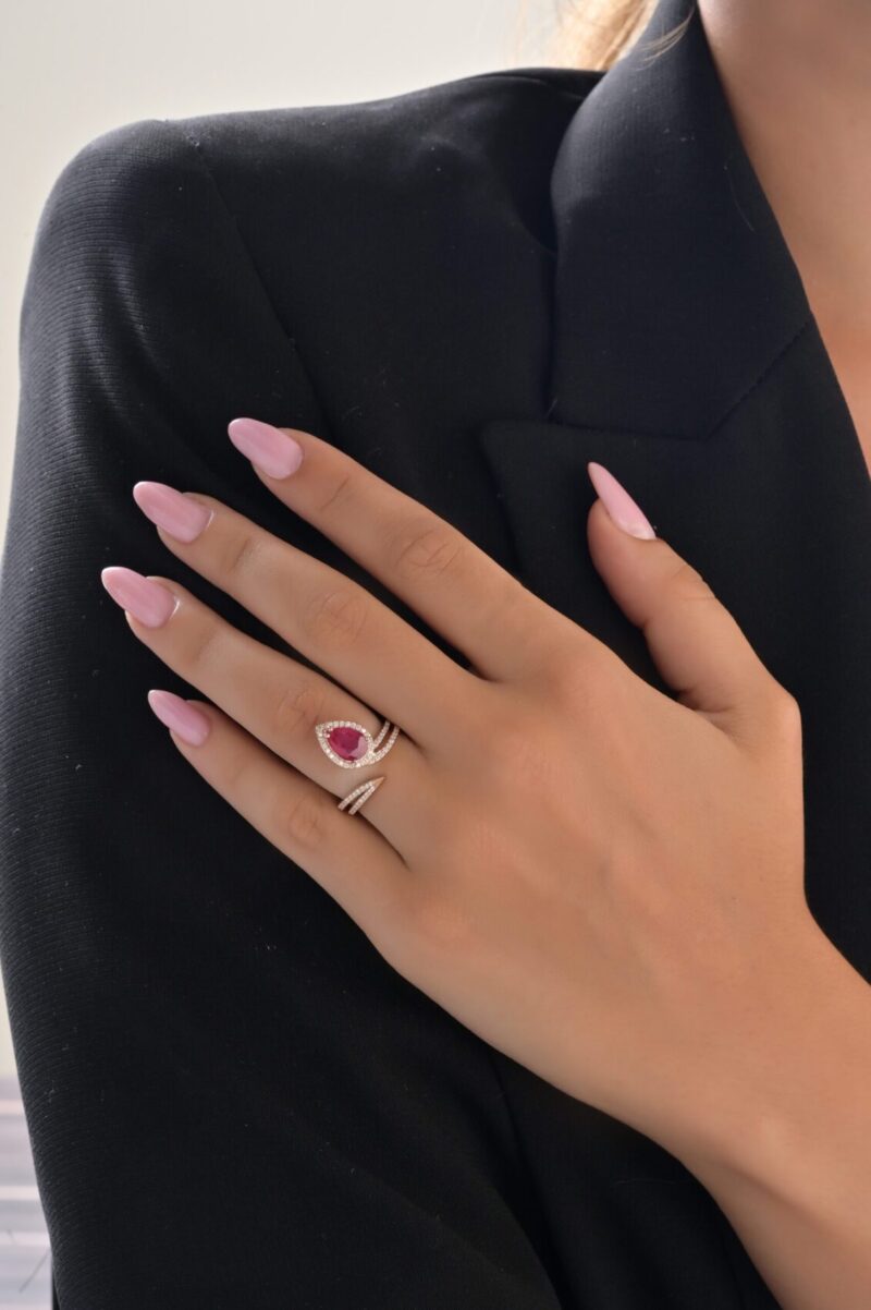 Classic Diamond Ring with Ruby - Image 2