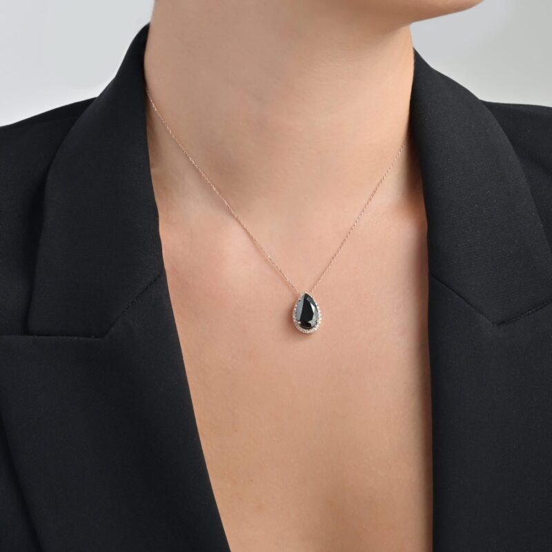 Classic Diamond Necklace with Fancy Black Diamond - Image 2