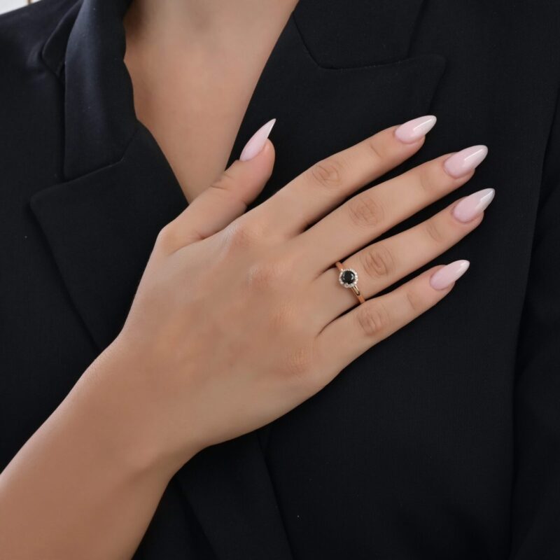 Classic Diamond Ring with Fancy Black Diamond - Image 2
