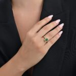 Classic Diamond Ring with Emerald - Image 2