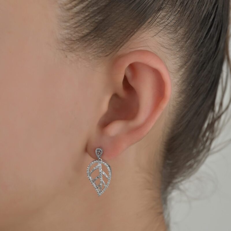 Leaves Diamond Earrings - Image 2