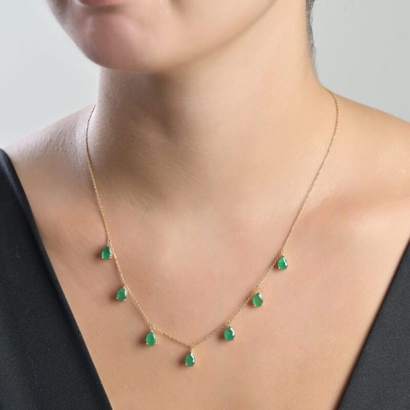 Classic Diamond Necklace with Emerald - Image 2