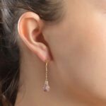Light Diamond Earrings with Pink Sapphire - Image 2