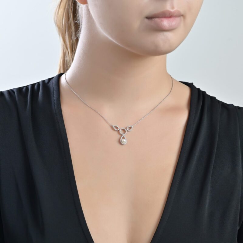 Daily Dazzle Diamond Necklace with Pearl - Image 2