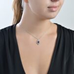 Classic Diamond Necklace with Blue Sapphire - Image 2